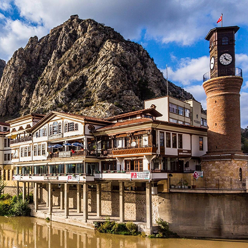 Amasya riverside heritage and historical city view