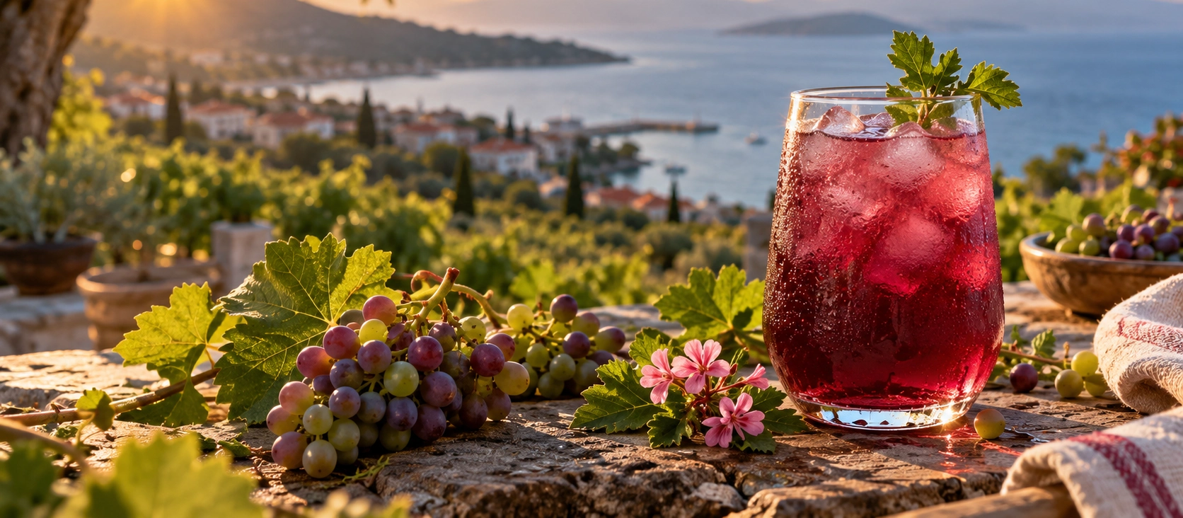 Traditional Bademli Koruk Serbeti made from unripe Yediveren grapes in Dikili Izmir Turkey