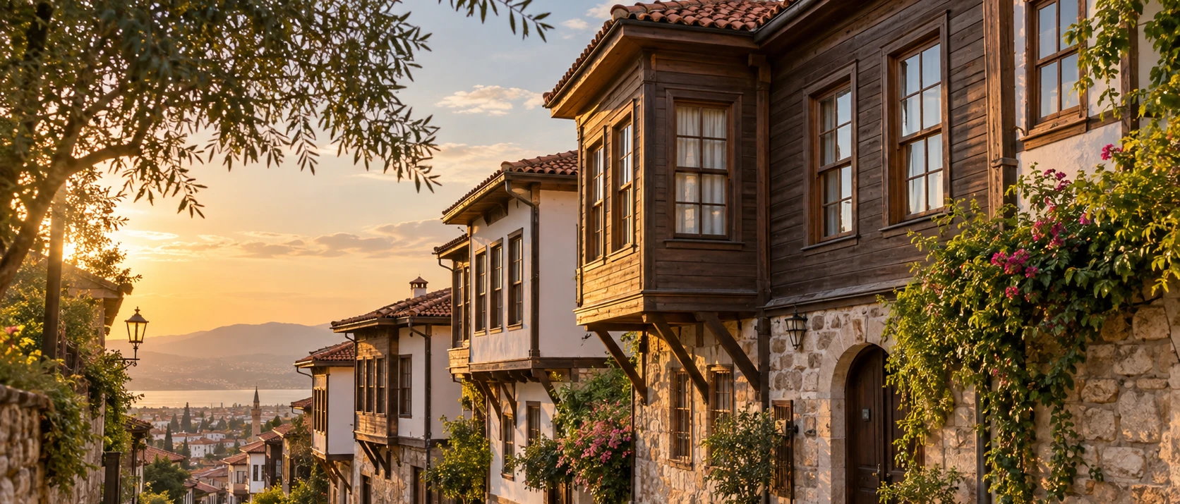 Traditional historic houses and restored architecture in Balikesir city