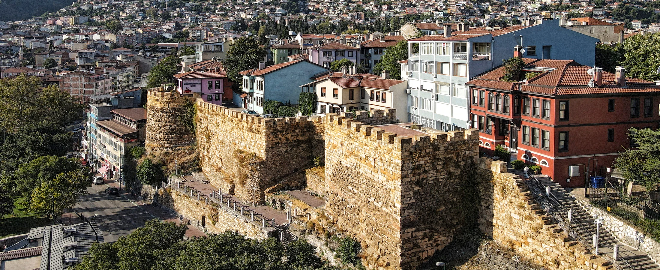 Historic Bursa city walls and Hisar district
