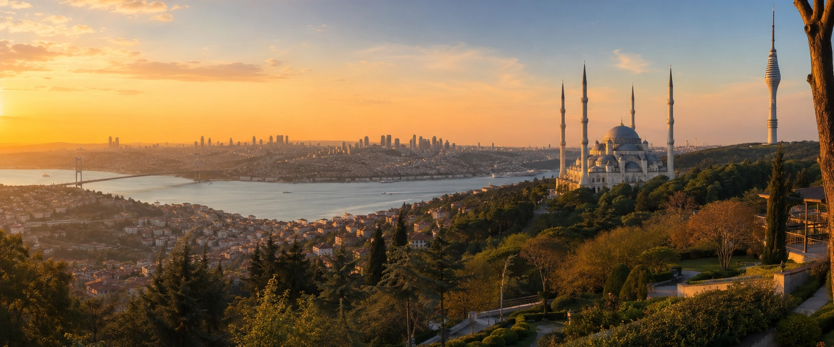 Çamlıca Hill Istanbul panoramic gardens near Büyük Çamlıca Mosque