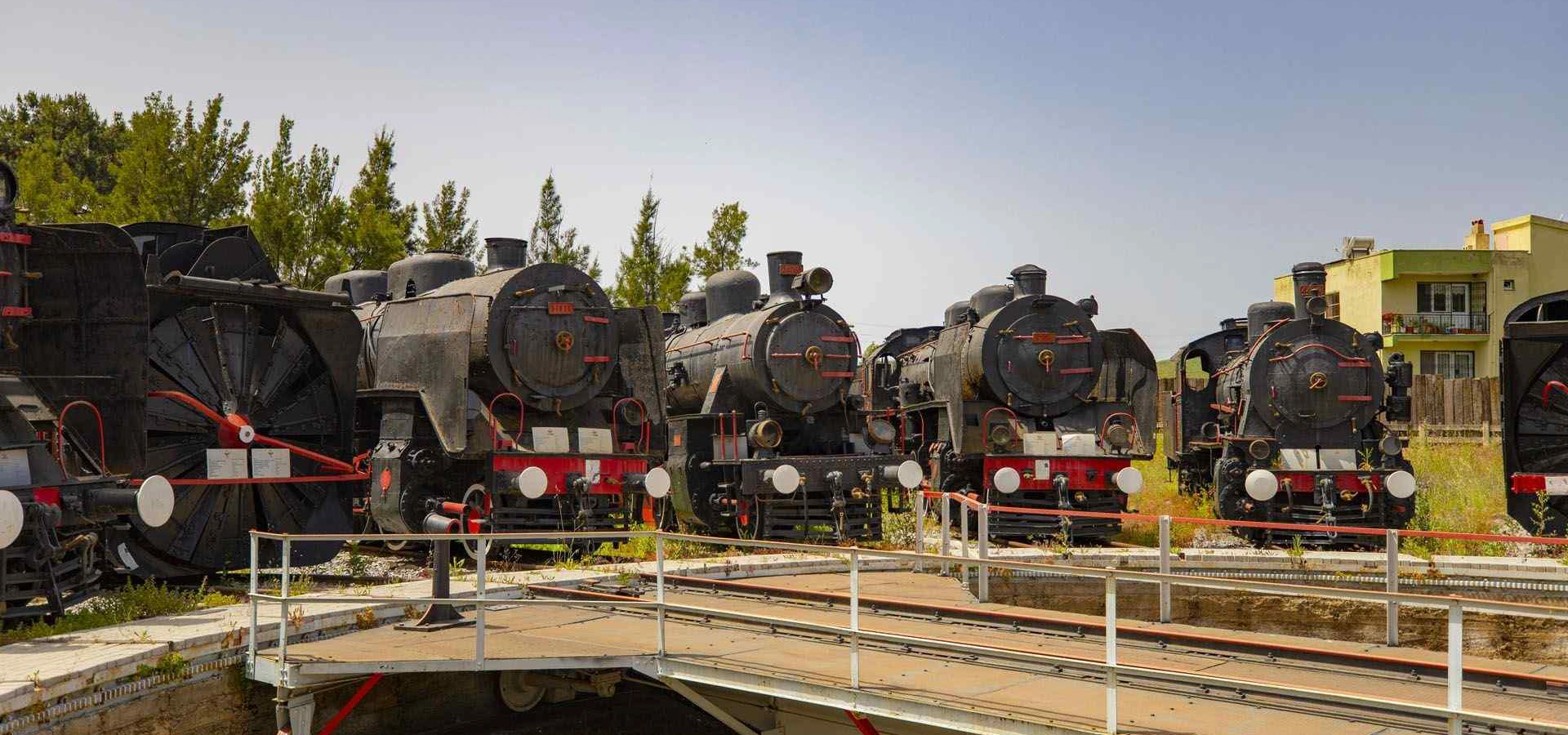 Historic steam locomotives at Camlik Railway Museum near Selcuk Izmir Turkey