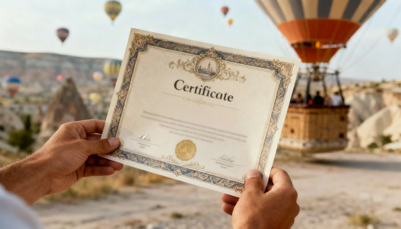 Cappadocia balloon flight certificate
