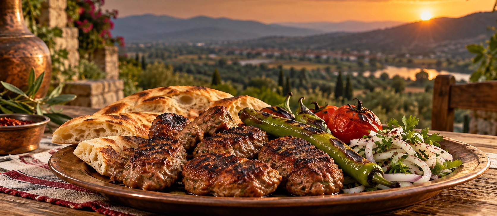 Traditional Çine Köfte grilled Turkish meatballs from Aydın