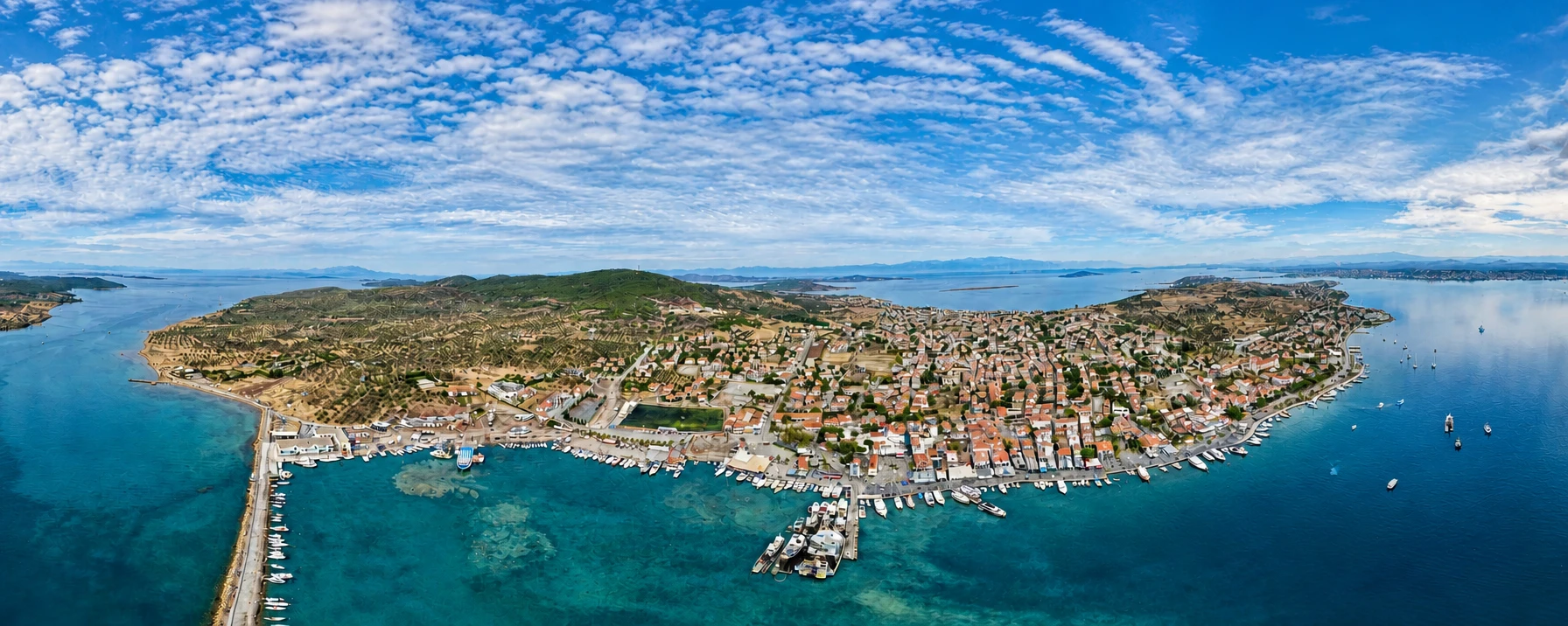 Cunda Alibey Island stone streets and waterfront in Ayvalık Balıkesir