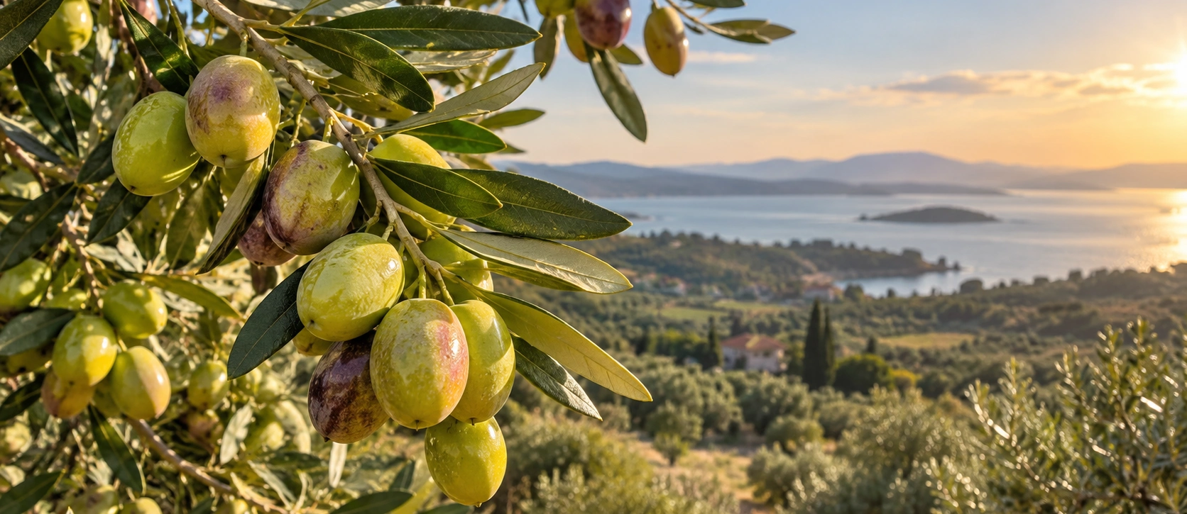 Ripe Edincik Zeytini olives on a tree in the Balıkesir region
