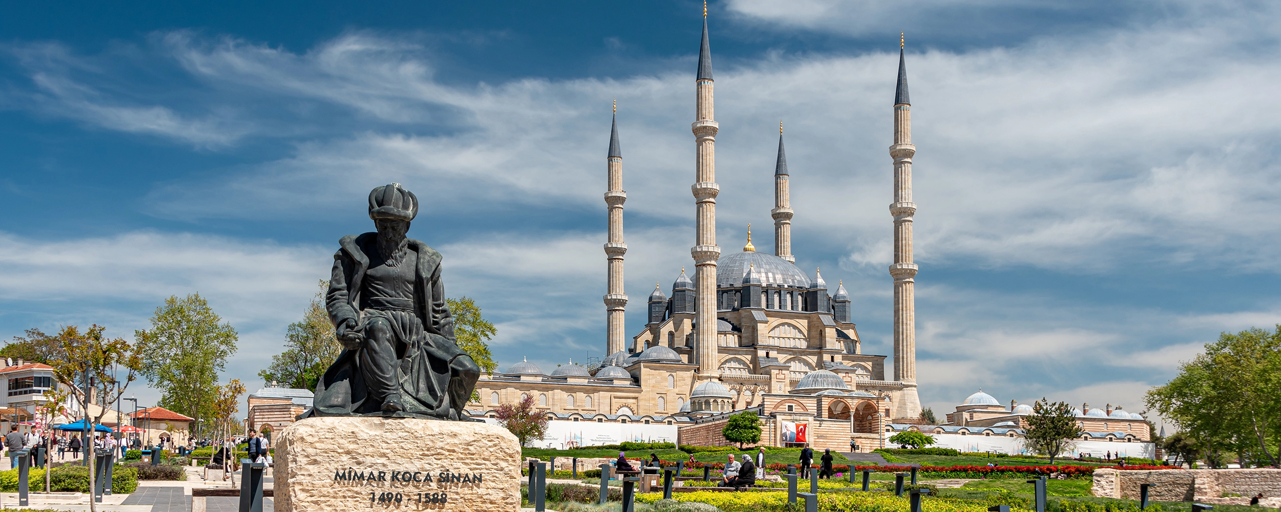 Edirne skyline with Selimiye Mosque, Ottoman monuments and historic city architecture