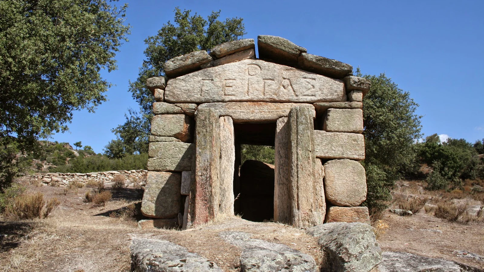 Ancient stone monuments at Gerga archaeological site in Aydin Turkey