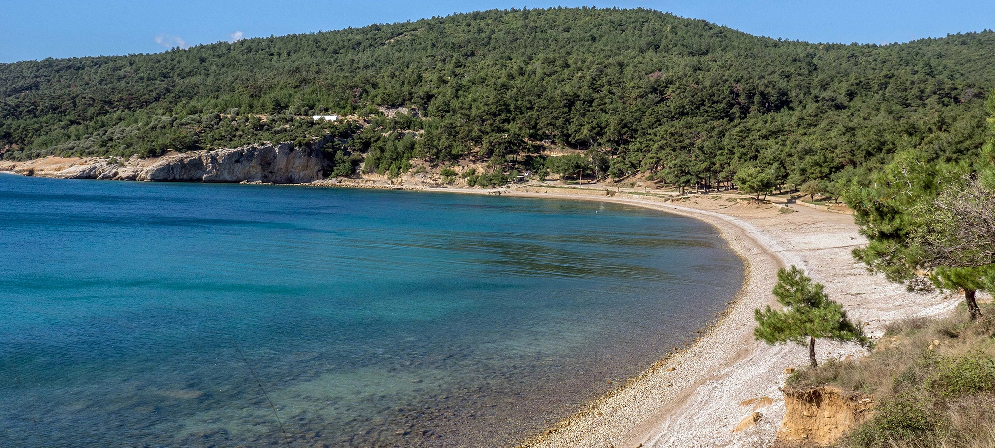 Gokcetepe Nature Park Edirne Saros Gulf pine forest coves camping Turkey