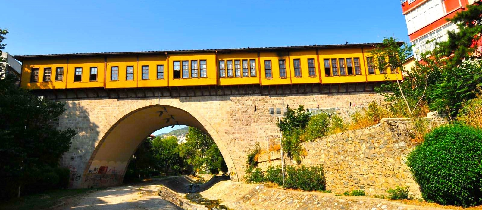 Irgandi Bridge with shops in Bursa