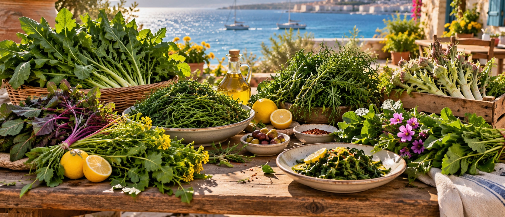 Fresh Aegean herbs and wild greens from Izmir