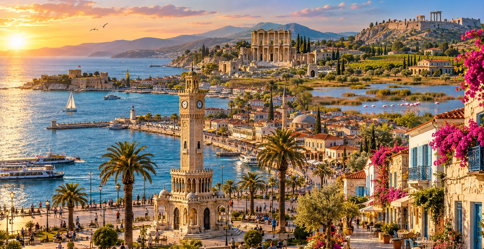 İzmir Turkey with Konak Clock Tower, Aegean coast, Ephesus, Pergamon, Çeşme, Alaçatı and ancient cities