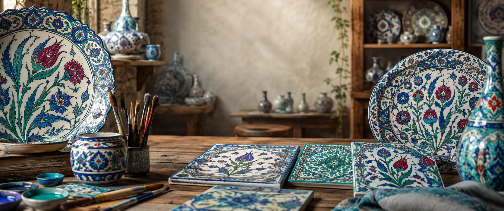 Traditional Iznik tiles and Ottoman ceramic art Bursa Turkey
