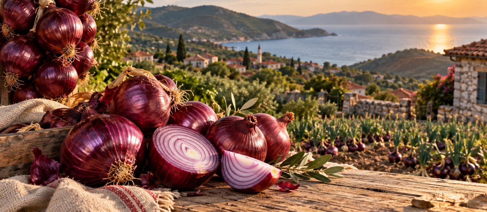 Traditional Kapıdağ Mor Soğanı purple onions grown on the Kapıdağ Peninsula