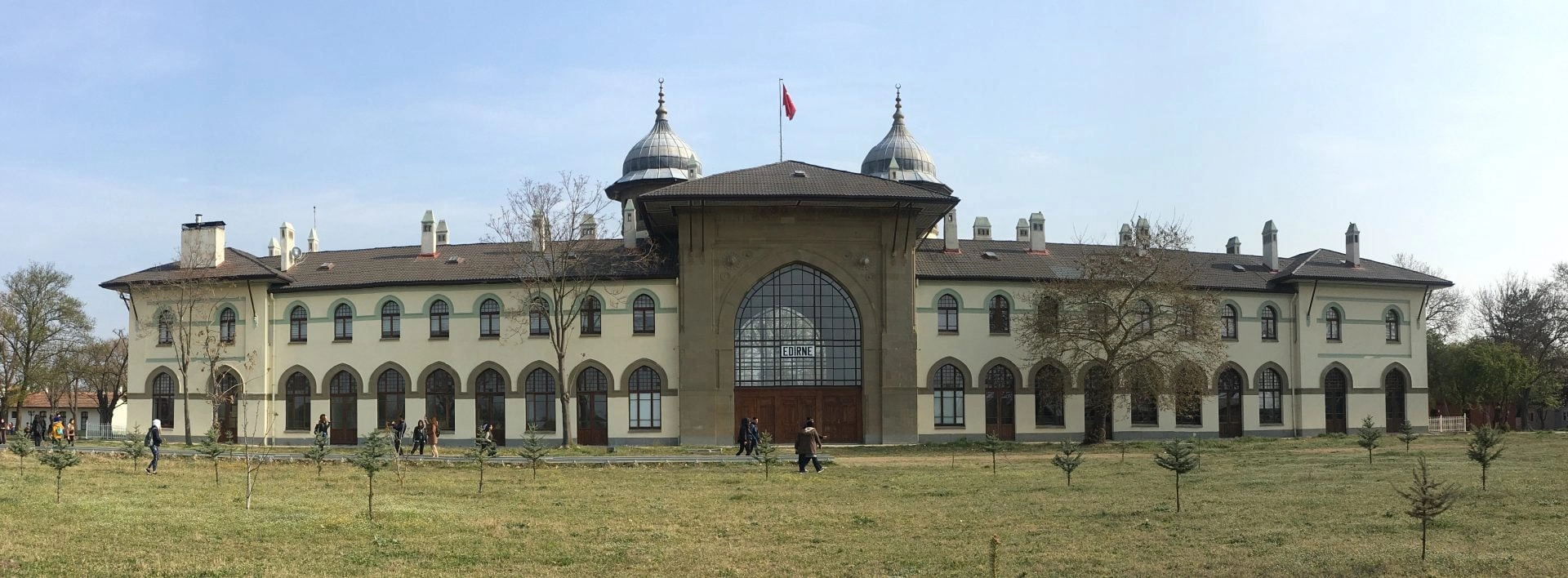Karaagac old railway station and Lausanne Monument in Edirne