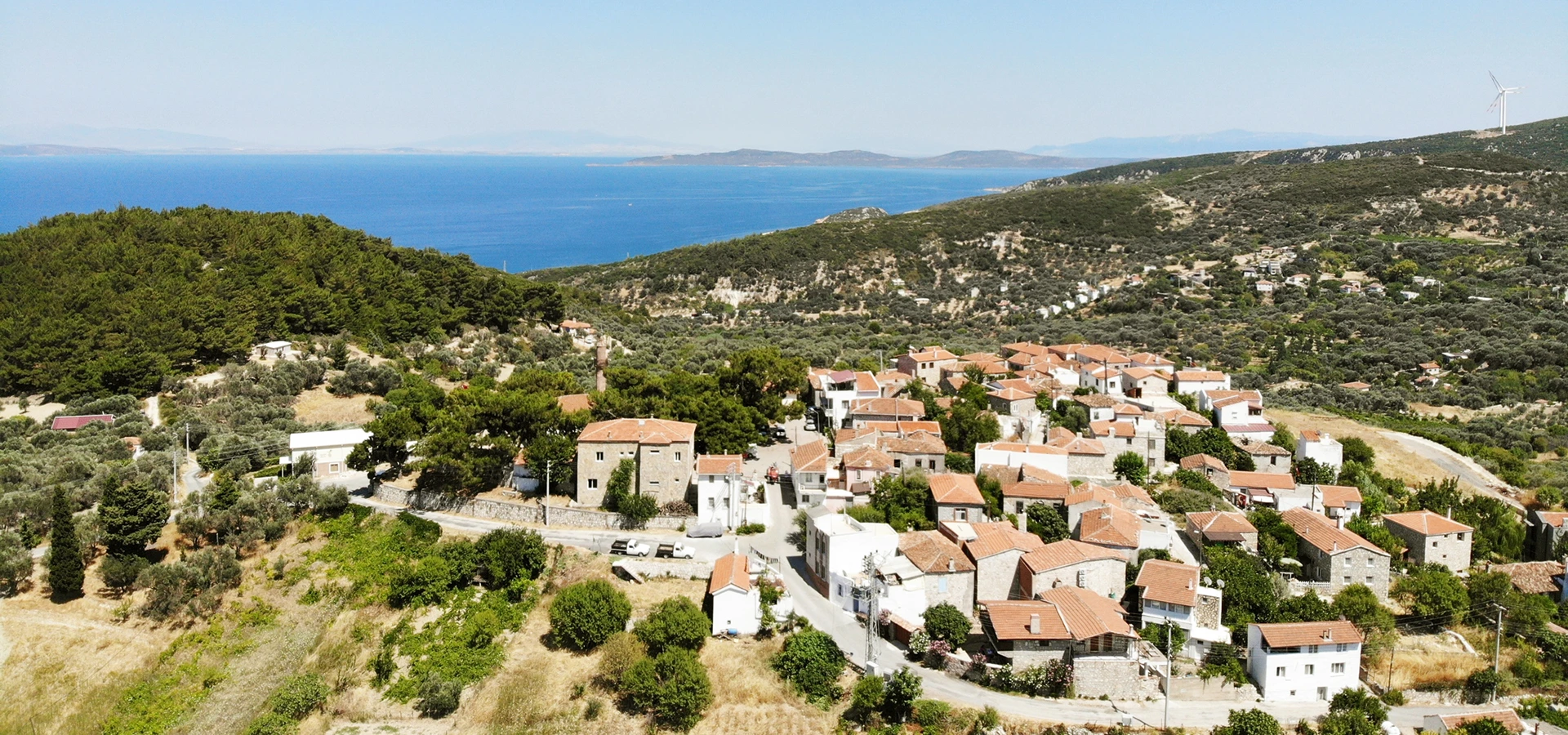Traditional Karaburun villages and turquoise coves on the Aegean coast of Izmir Turkey