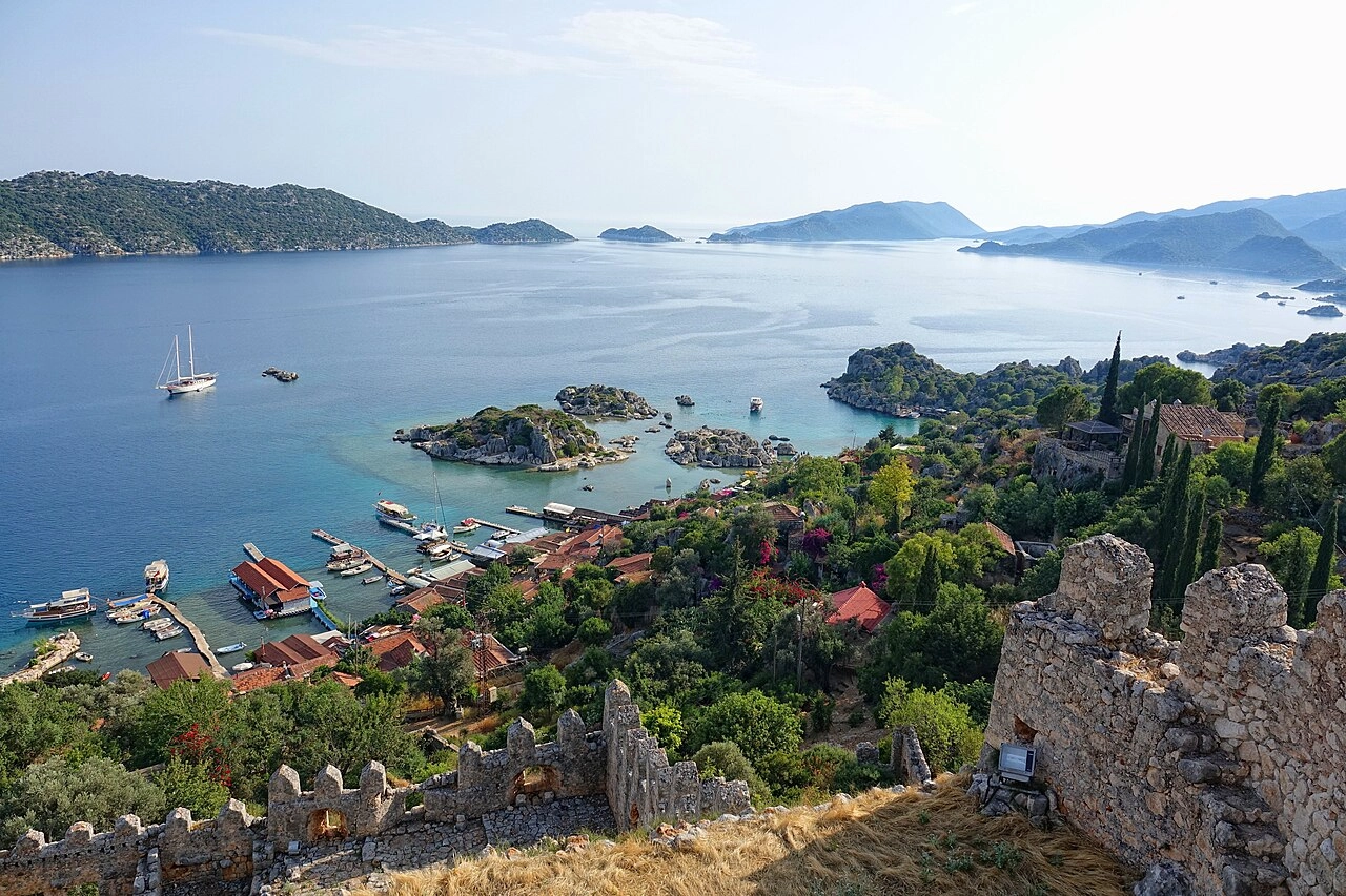 Kekova Sunken City seen from a boat