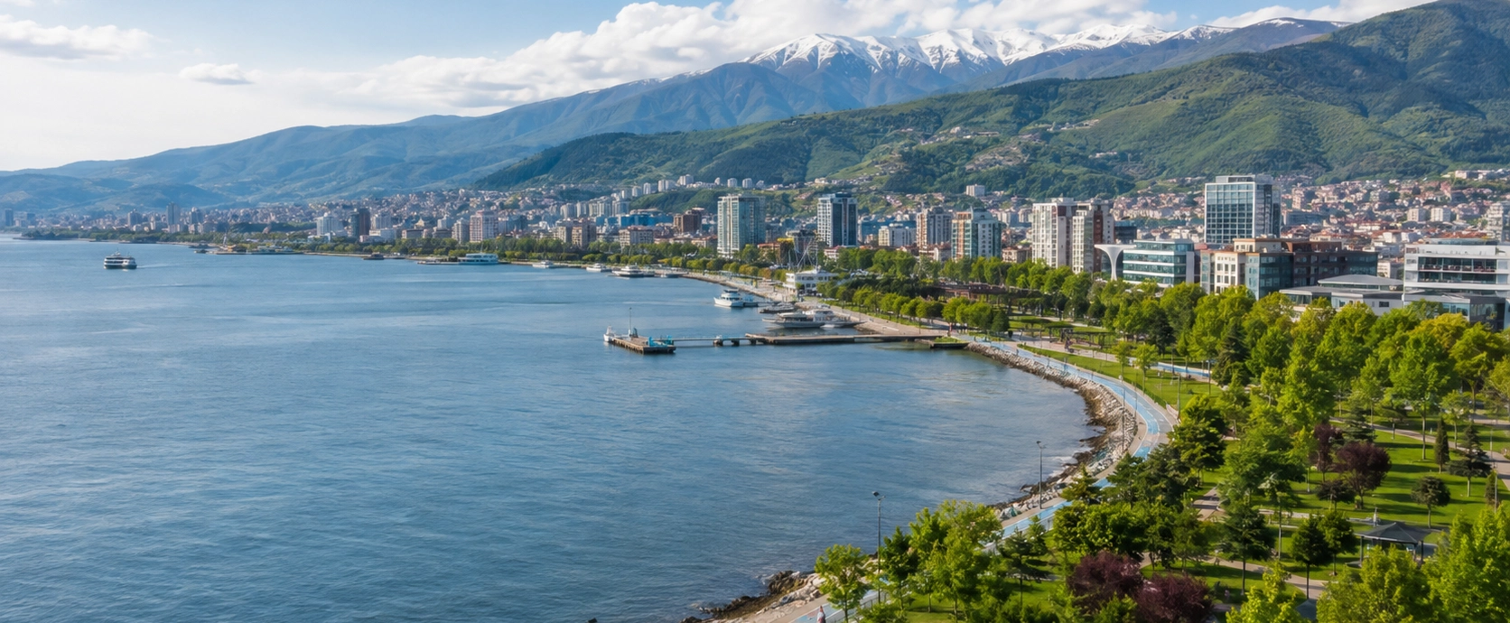 Kocaeli landscape with Izmit Gulf, Kartepe mountains, forests and Black Sea coast