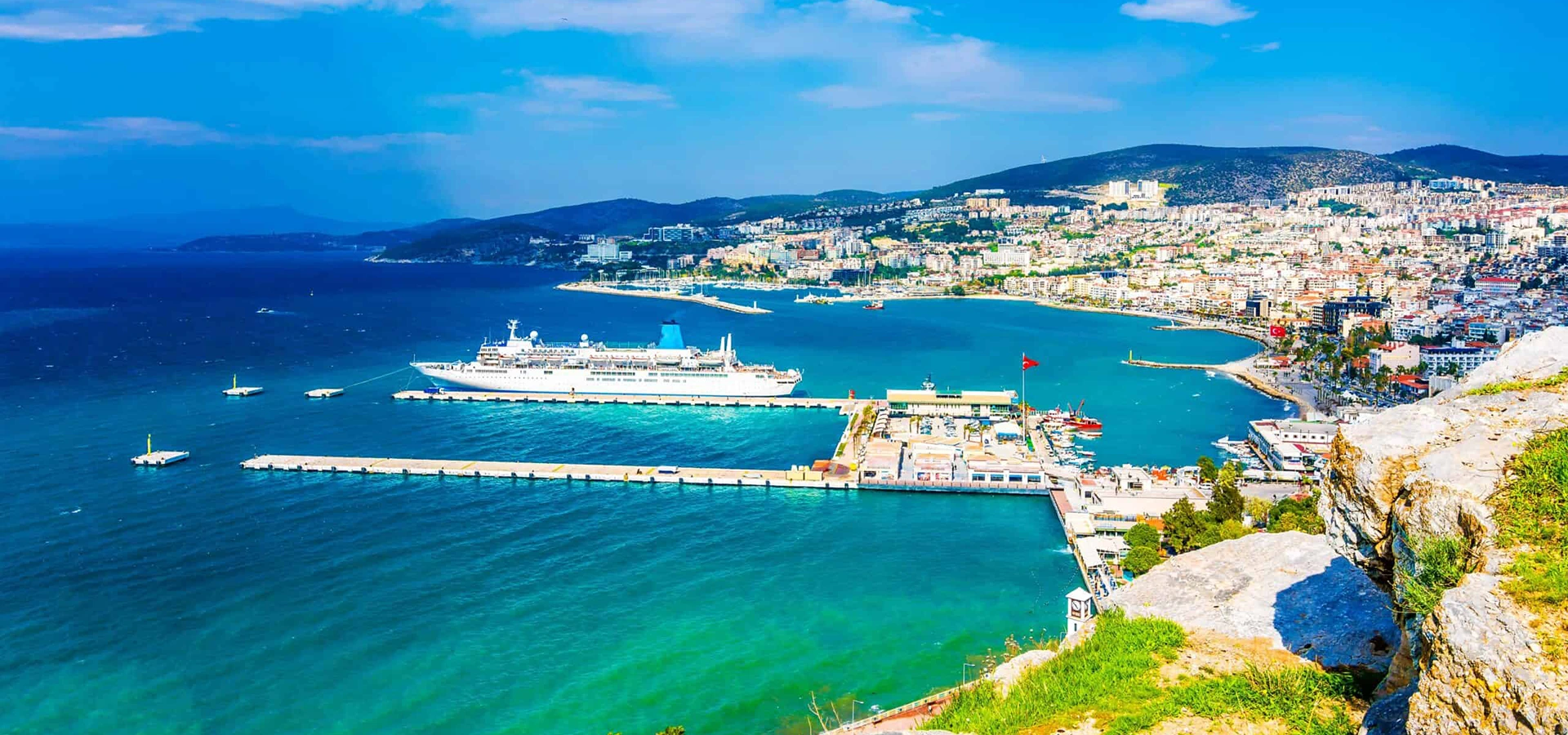 Kuşadası harbour and Aegean coast in Aydın Turkey
