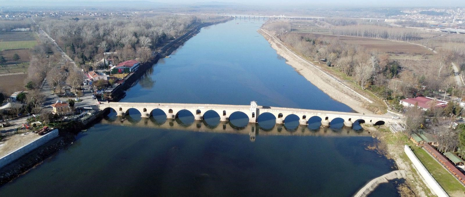 Historic Meric Bridge over the Meric River in Edirne