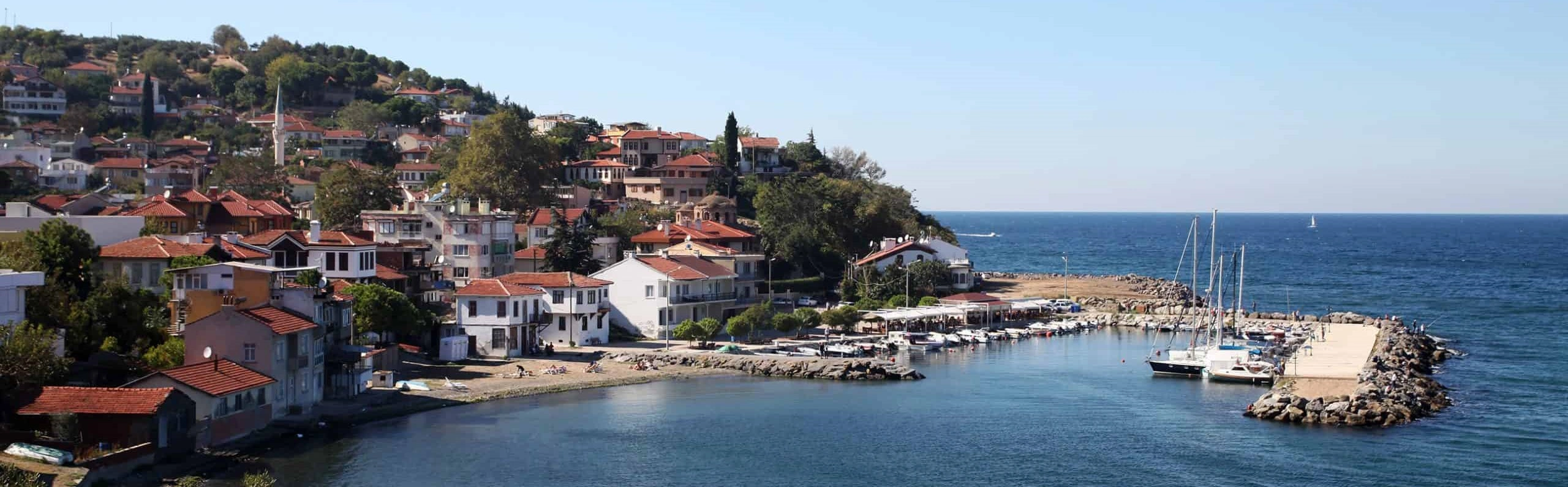 Mudanya Bursa historic waterfront houses and Sea of Marmara Turkey