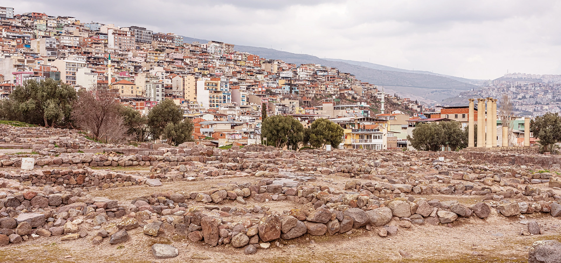 Old Smyrna archaeological site at Bayraklı Tepekule in İzmir Turkey