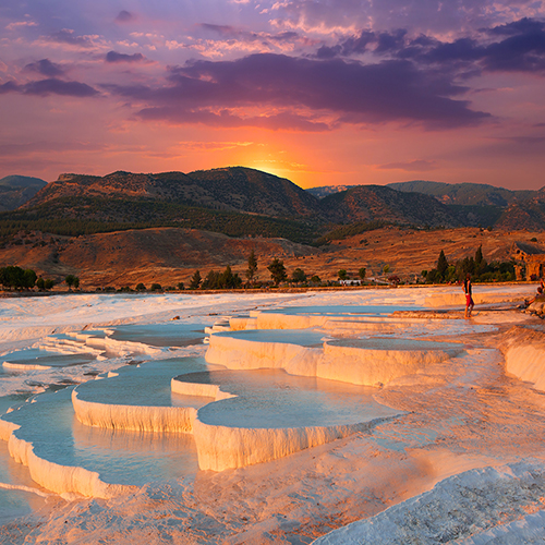 Pamukkale travertine terraces and Hierapolis ancient city