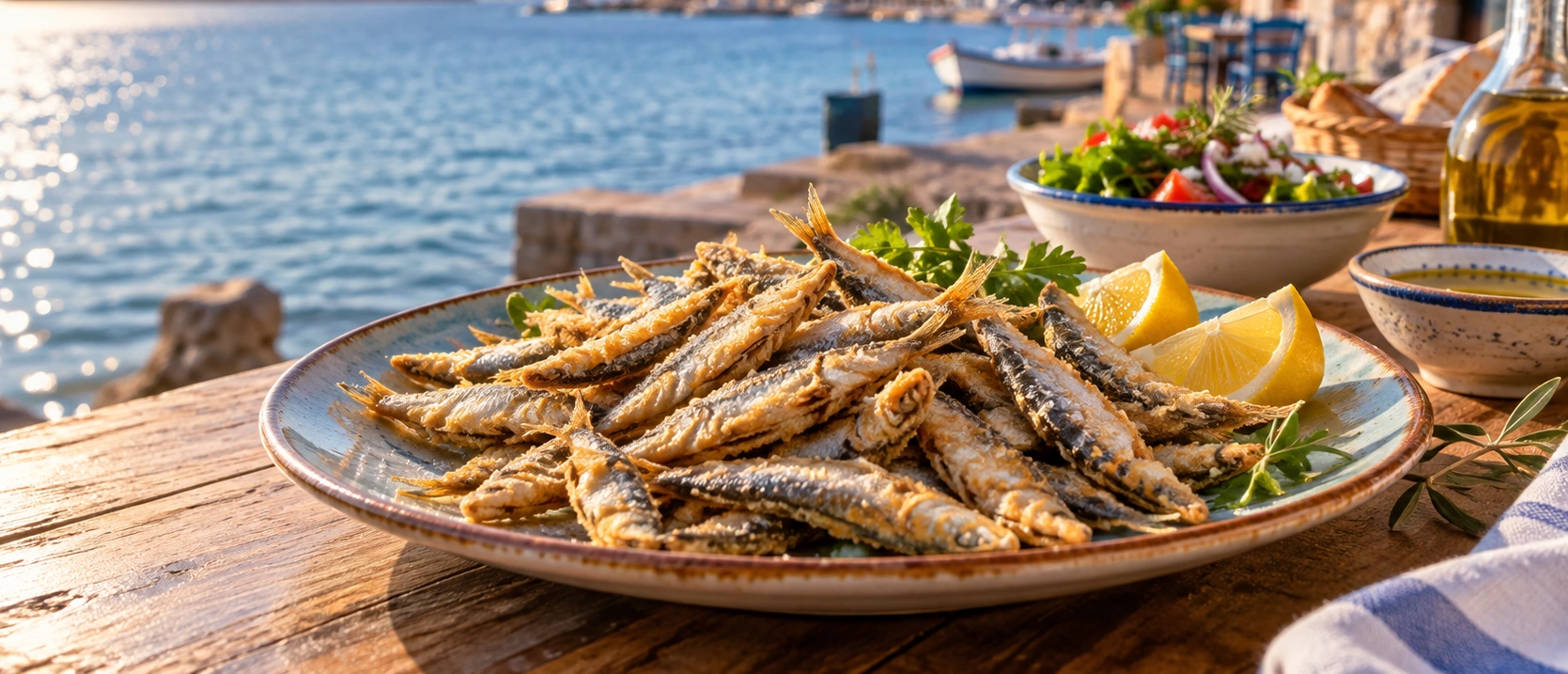Traditional fried papalina fish from Ayvalık and Cunda Island