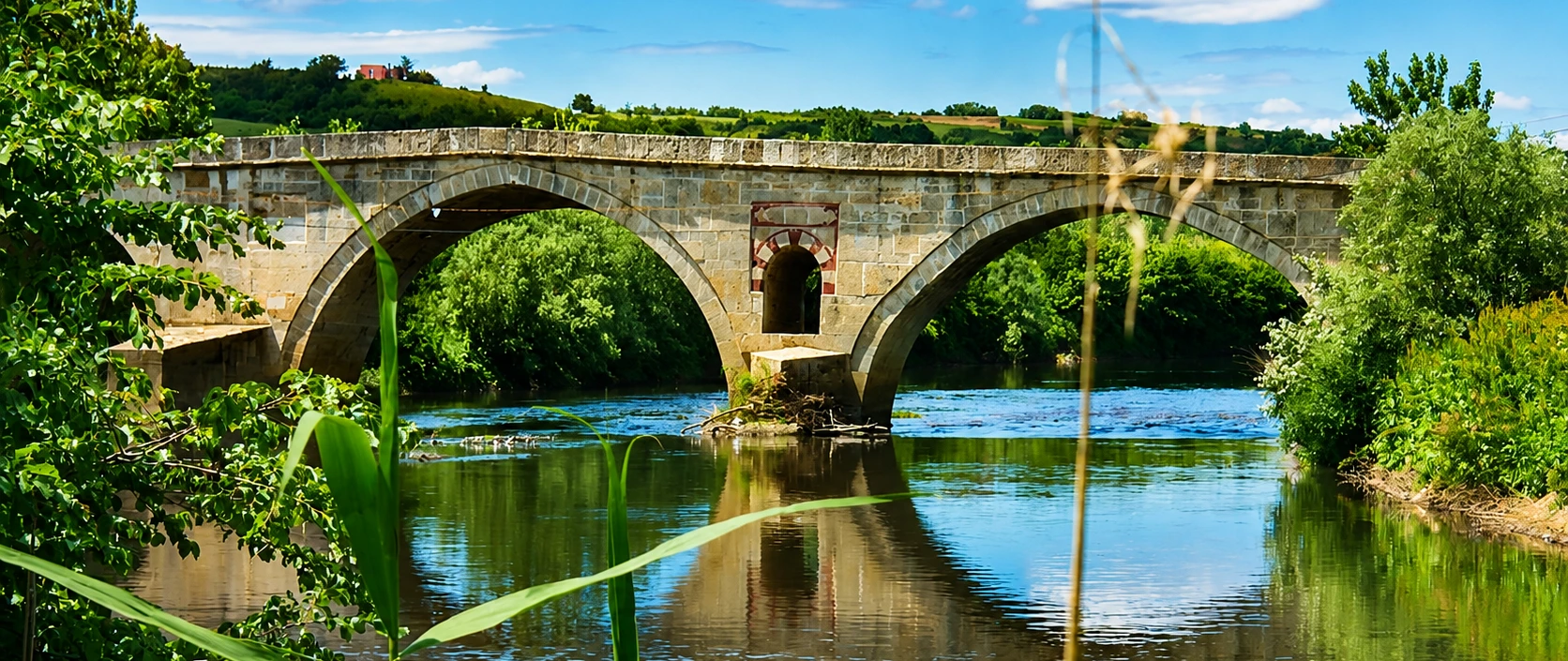 Pehlivankoy Akarca Bridge Ottoman stone arches over the Ergene River