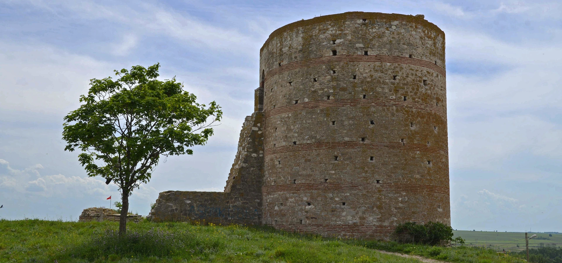 Pinarhisar Castle Byzantine circular tower in Kirklareli Turkey