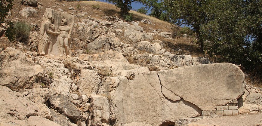 Relief and monumental inscription at Arsameia Ancient City