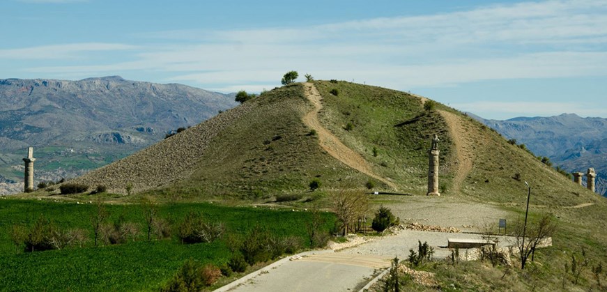 Royal columns surrounding Karakuş Tumulus in Adıyaman