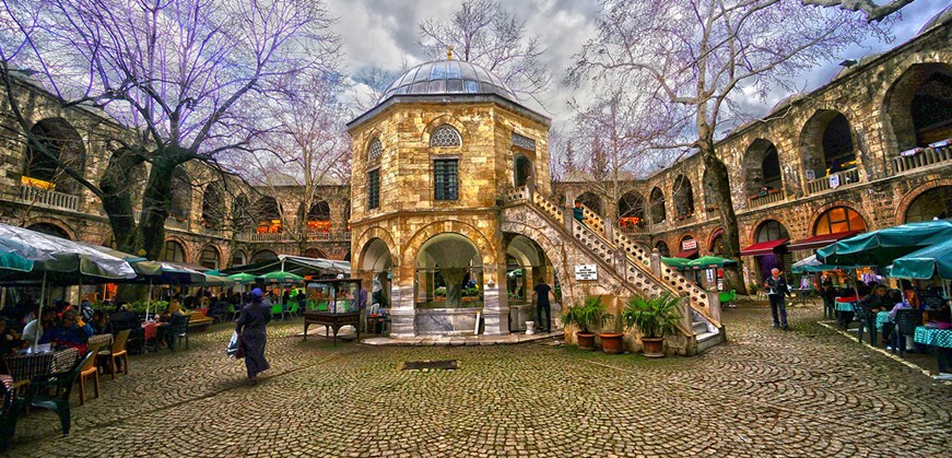 Koza Han silk market courtyard in Bursa