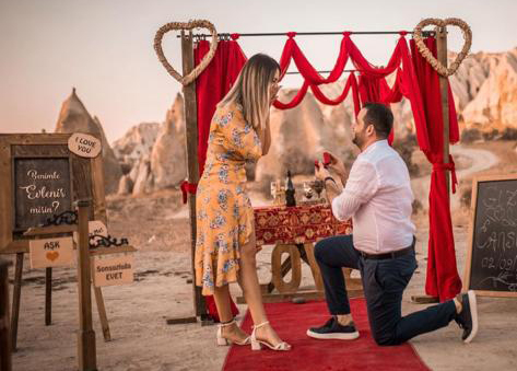 Red Throne Concept Marriage Proposal in Cappadocia