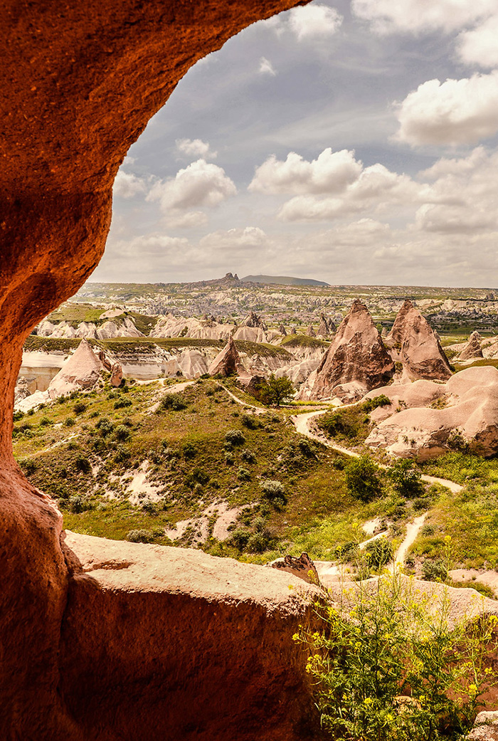 Walking trail through Red and Rose Valleys in Cappadocia
