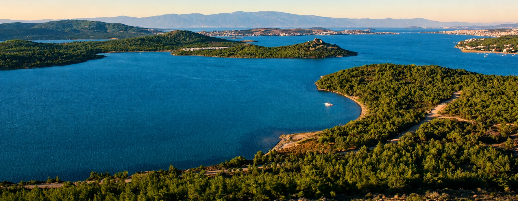 Seytan Sofrasi Ayvalik sunset viewpoint over Aegean islands