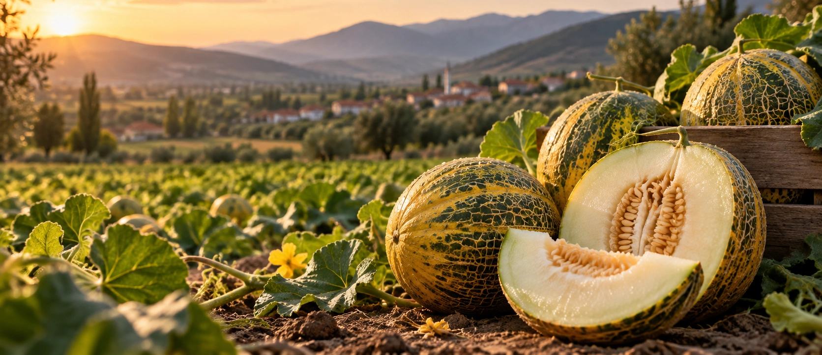 Fresh Sındırgı Çıtır Kavun melons harvested in Balıkesir