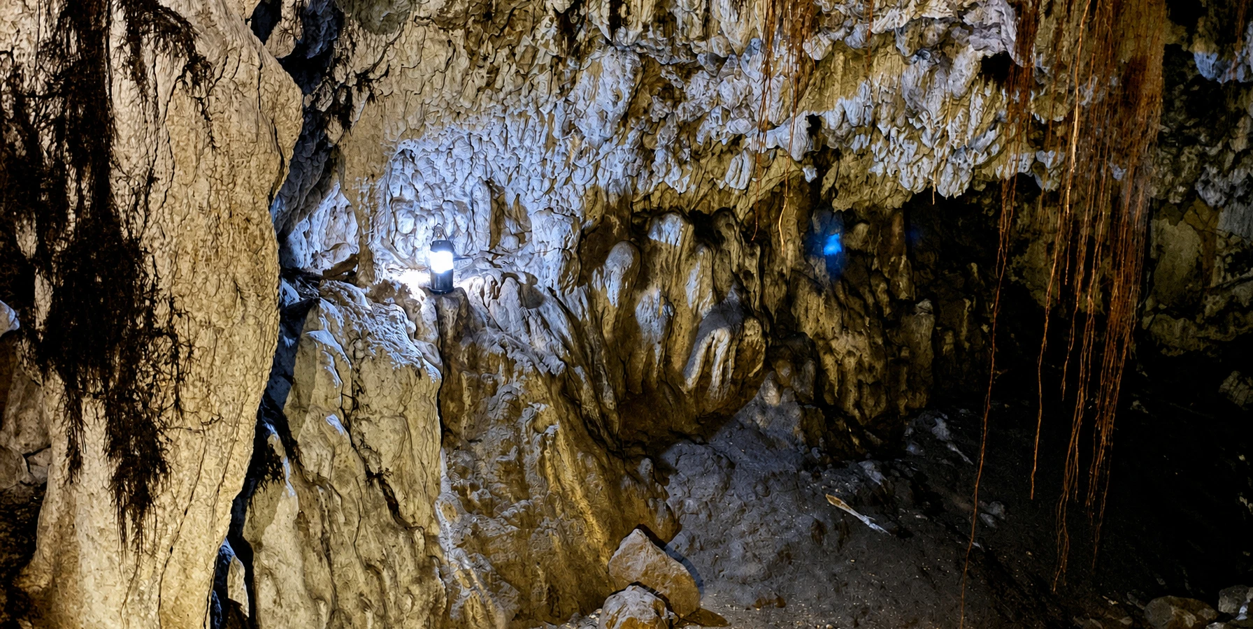 Natural stalactites and mineral formations inside Sırtlanini Cave in Karacasu Aydın