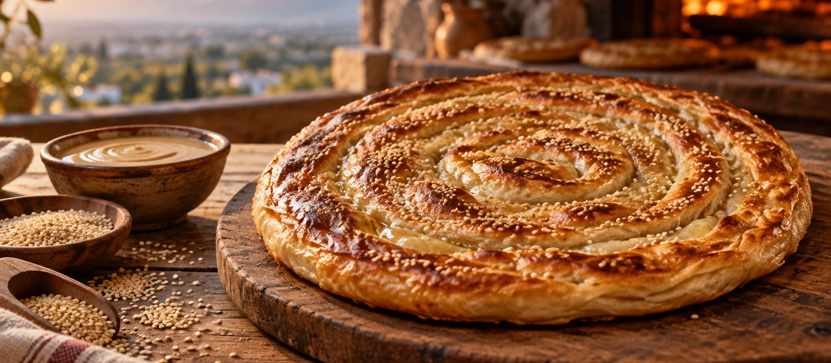 Traditional Söke tahinli pide with sesame paste
