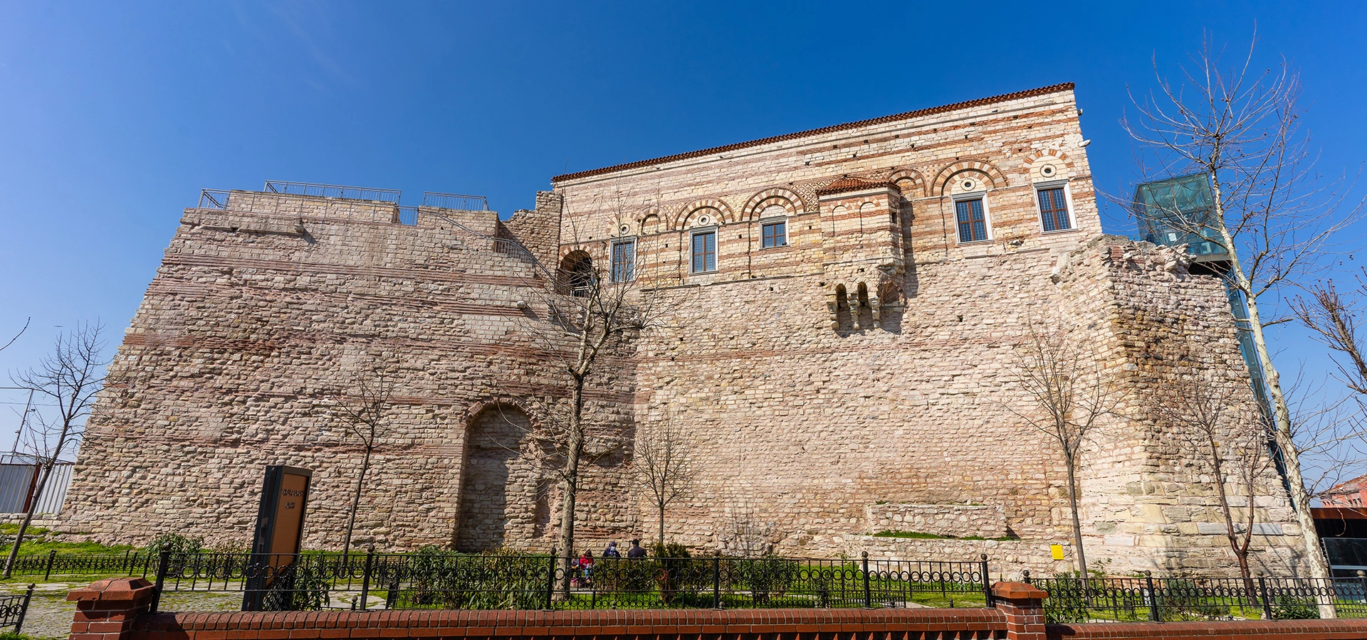 Tekfur Palace Byzantine brick and stone facade beside Istanbul city walls