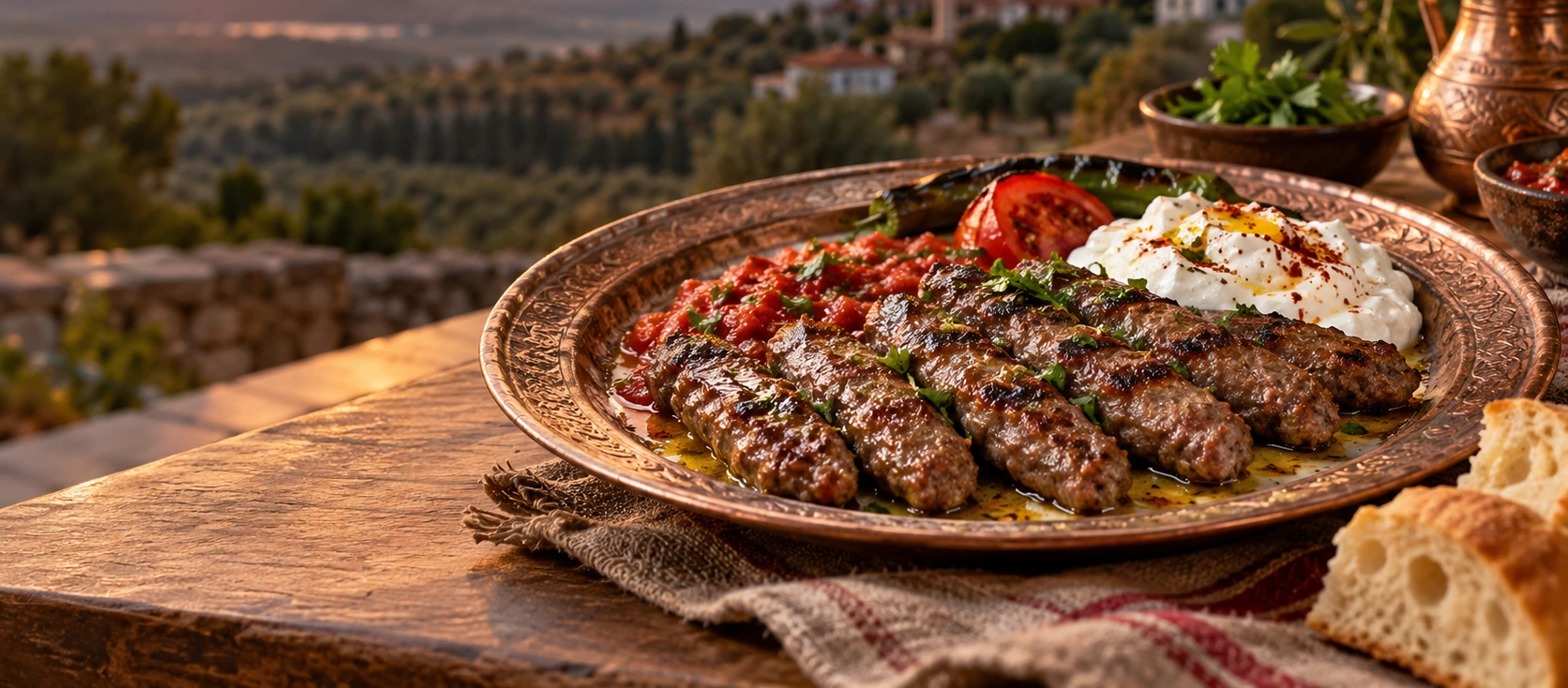 Traditional Tire Sis Kofte with tomato yoghurt and butter