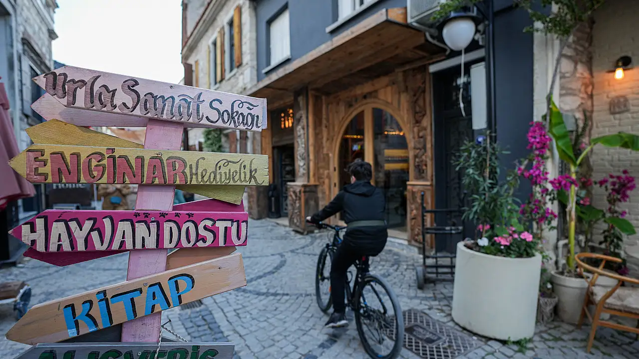 Urla Art Street historic stone houses workshops and cafes Izmir Turkey