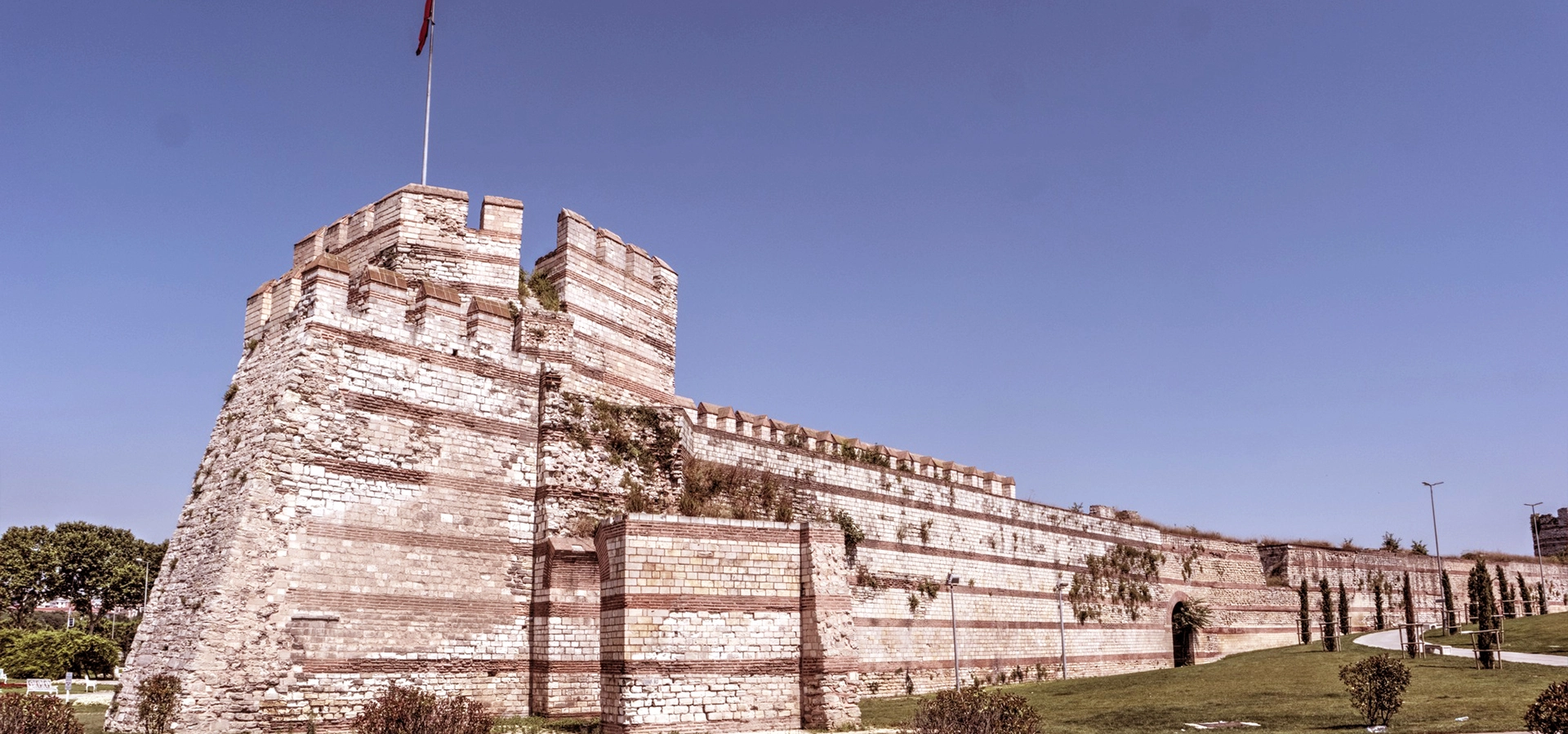 Theodosian Walls of Constantinople towers and gates in Istanbul Turkey