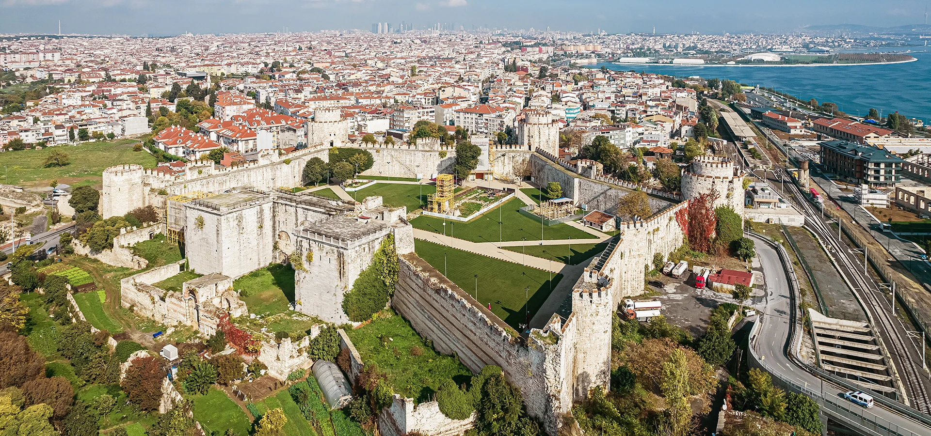 Yedikule Fortress seven towers and Golden Gate in Istanbul Turkey